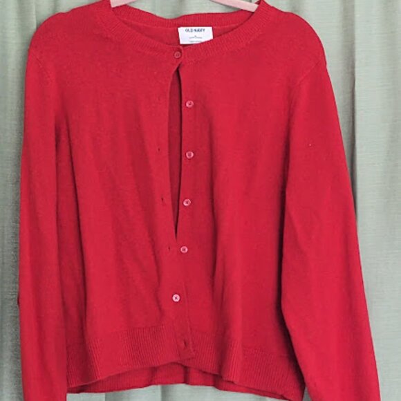Red Old Navy Button-up Cardigan - Picture 1 of 3